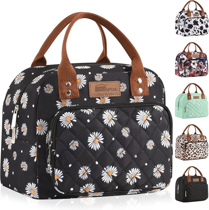 Buringer HOMESPON Lunch Bag for Woman Man Adults with Front Pocket Insulated Lunch Tote Lunch Box Container for Work Picnic or Travel（Daisy） - Image 1
